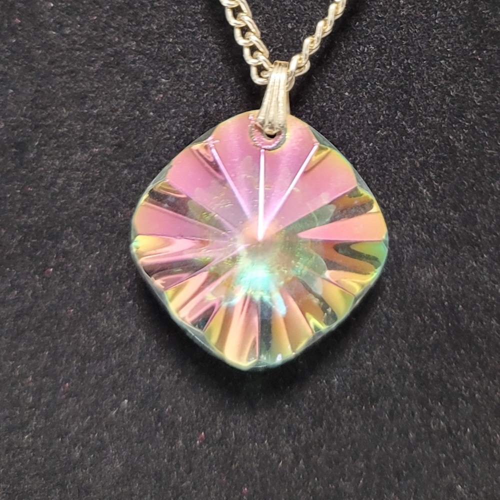 VINTAGE aurora crystal Germany sun necklace rare - Picture 7 of 15
